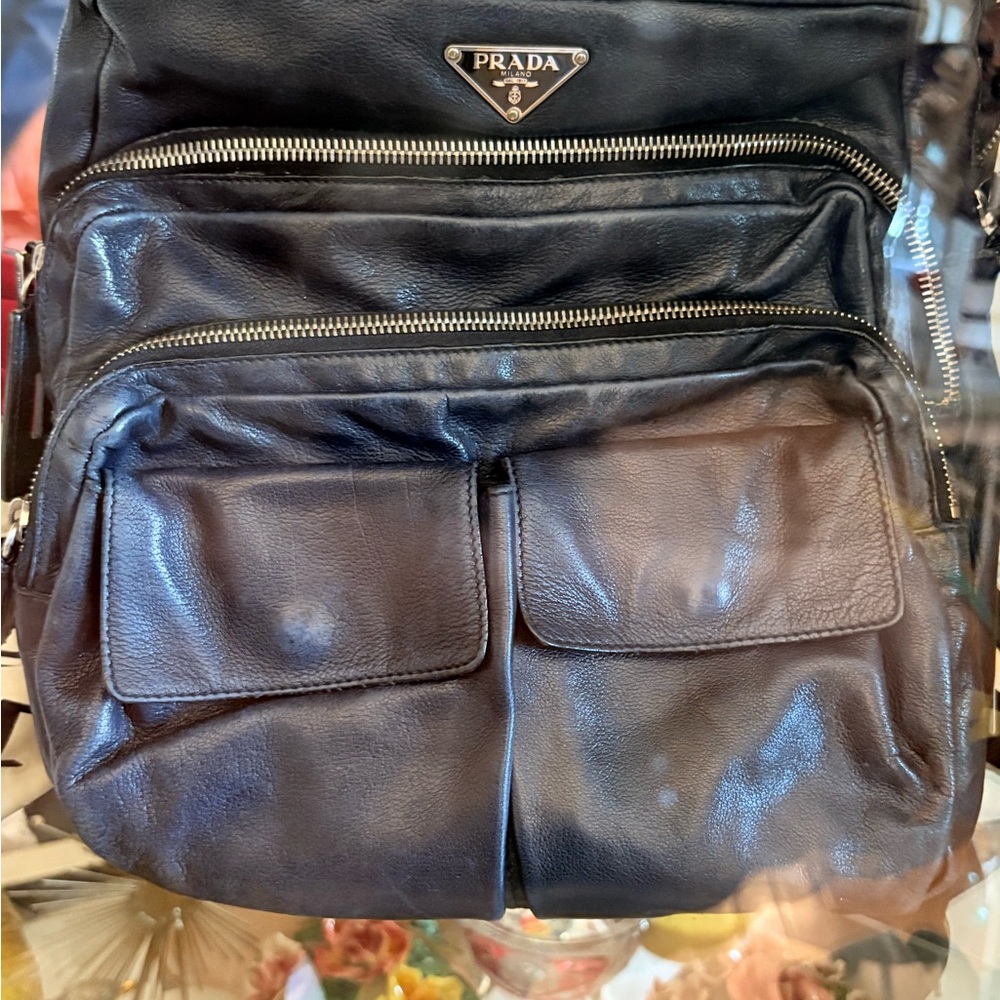 Vintage Prada Black Leather Crossbody